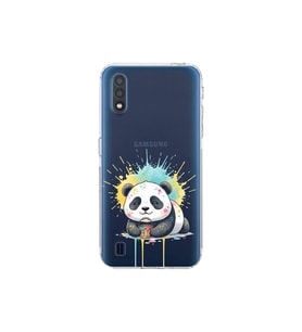 Samsung Galaxy A01 ile Uyumlu Splash Panda Tasarımlı Şeffaf Silikon Kılıf