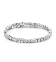 Swarovski Taşlı Gümüş Su Yolu Bileklik - 2,5mm Taşlı (Altın Kaplama) Sevgililer Günü Hediyesi, Yeni Yıl Hediyesi - Yılbaşı Hediyesi