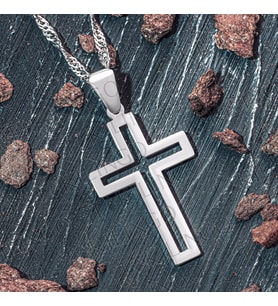 925 Ayar Gümüş Singapur Zincirli Sade Hac Cross Kolye