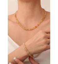 Sitrin Taşı Kolye ve Bileklik Takımı (925 Ayar Gümüş Aparatlı) (Sarı)
