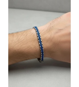 Çelik Silver Mavi Şeritli Erkek Rolex Bileklik - 26blke03