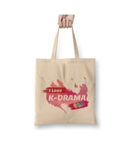 I Love Kdrama Kpop Beyaz Bez Çanta Uzun Saplı Alışveriş Çantası Plaj Çantası