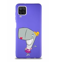 Samsung Galaxy A12 Soft Premier Kapak Pearl Yengeç Tasarımlı Silikon Kılıf - Mor (Şeffaf)