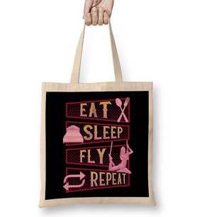 Funny Eat Sleep Fly Repeat Aerial Yoga Silks Bez Çanta Uzun Saplı