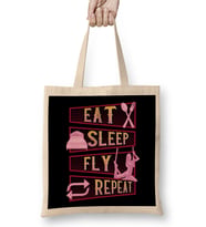 Funny Eat Sleep Fly Repeat Aerial Yoga Silks Bez Çanta Uzun Saplı