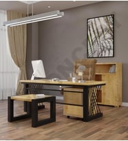 Ntconcept Alwin Doğal Ahşap Dörtlü Ofis ve Çalışma Odası Takımı