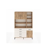 Arges Dolap 9 Raflı 5 Çekmeceli 3 Kapaklı 132x30x195 Çam-Çam/Aytaşı