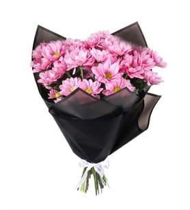 Siyah Bukette Pembe Papatyalar