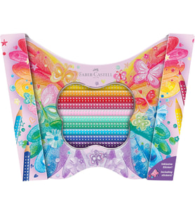 Faber-Castell Sparkle Boya Kalemi, 20’Li, Kelebek Şeklinde Metal Kutu, Efektli Ve Pastel Renkler, Kı (Çok Renkli)