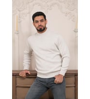 Woolen World Balıkçı Yaka Kalın Yünlü Erkek Triko Kazak (Krem)