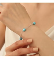 925 Ayar Gümüş Barock Ocean Blue Tatlısu İncisi Bileklik-8mm