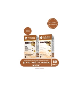 Wellvalens Digestive Enzymes ikili Paket 60 Tablet  5’li Enzim Kompleksi, Sindirim Desteği