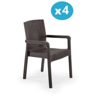 Omnipazar SY-2527 Royale Hasır Desenli Rattan Bahçe Koltuk Sandalye 4'lü Set