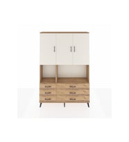 Arges Dolap 6 Raflı 6 Çekmeceli 3 Kapaklı 132x30x195 Çam-Aytaşı/Çam