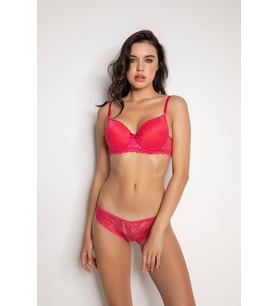 Fuşya Destekli Slip Külotlu Dantelli Sütyen Takımı 4007