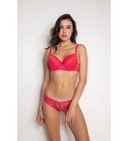 Fuşya Destekli Slip Külotlu Dantelli Sütyen Takımı 4007