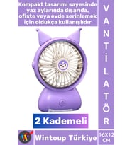 #Vantilatör Kompakt Sessiz Hafif Kablosuz Taşınabilir Usb Şarjlı 2 Kademeli Masa El Fanı Vantilatör