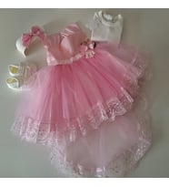 Kız Bebek Hediyelik Mevlüt Takımı Gelinlik Yenidoğan Doğum Bayram Babalar Günü Hediyesi Baby Shower Elbisesi (Pembe)