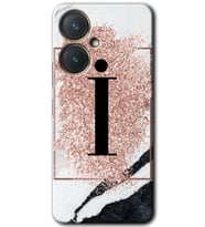 Vivo Y27 Kılıf HD Desen Baskılı Kılıf - Pembe Mermer Desenli İ Harfi