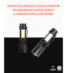 Taşınabilir Şarjlı Led Fener - 4 Modlu, 2000Lm, Ayarlanabilir Odak - Lisinya