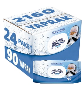 Familia Islak Havlu Mendil Mineralin İyiliği 90 Yaprak Plastik Kapaklı 24 Lü Set 2160 Yaprak