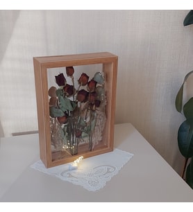 Ledli 25x35 Cm Çift Yönlü Bambu Derin Gül Çerçevesi! Gelin Buketi Çerçevesi!
