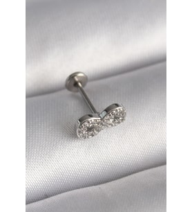 316L Çelik Gümüş Renk Zirkon Taşlı Sonsuzluk Model Tragus Piercing 5886 - HPSBYI4567-9523