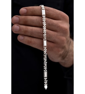Erkek Gümüş Bileklik - 6mm Parçalı Parlak Euro Kral Gümüş Bileklik