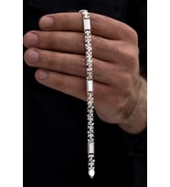 Erkek Gümüş Bileklik - 6mm Parçalı Parlak Euro Kral Gümüş Bileklik