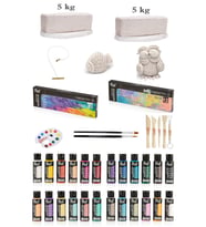 Glance Vakumlu Çamuru Beyaz 5 KG Rich Master Mix 60cc Akrilik 12'li Canlı Pastel Renk Seramik Başlangıç Set