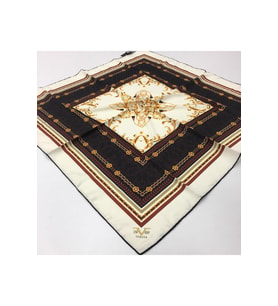 Mandala Desen Black Seri Twill Eşarp Eşarp Askısı ile Birlikte 90x90 cm Krem Bor