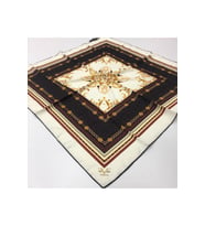 Mandala Desen Black Seri Twill Eşarp Eşarp Askısı ile Birlikte 90x90 cm Krem Bor