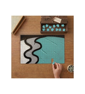 Yeşil Beyaz Gri Boya Desenleri Tasarımı 240 parça Ahşap Puzzle Ahşap Kutuda MP01457