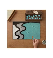 Yeşil Beyaz Gri Boya Desenleri Tasarımı 240 parça Ahşap Puzzle Ahşap Kutuda MP01457