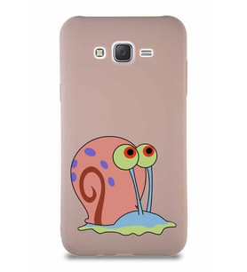 Samsung Galaxy J7 Soft Premier Kapak Salyangoz Gary Tasarımlı Silikon Kılıf - Pudra (Şeffaf)