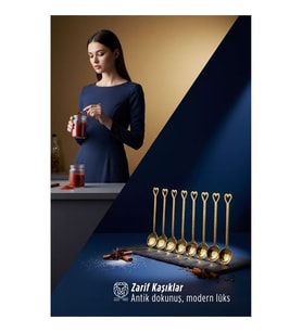 8'li Lüks Gold Zamak Ölçü ve Baharat Kaşığı Seti - Özel Tasarım 722902