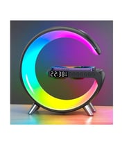 Smart Light Bluetooth Hoparlör 15W Kablosuz Hızlı Şarj LED Ambiance Gece Lambası Alarm Özel Asistan