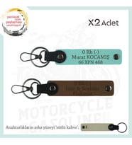 Motor Yarışçıları İçin İsim Plaka ve 0 Rh (-) Kan Grubu Yazılı 2'li Anahtarlık, Kahve-Turkuaz-SK (Çok Renkli)