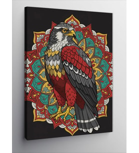 Kanvas Tablo Mandala Desenli Renkli Şahin