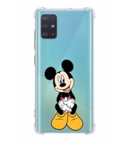 Samsung Galaxy A51  Köşe Korumalı Antişok Kapak Mickey Mouse Tasarımlı Şeffaf  Kılıf