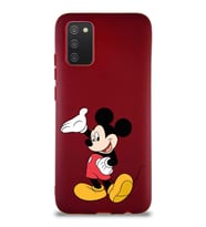 Samsung Galaxy A02S Soft Premier Kapak Mickey Mouse-C Tasarımlı Silikon Kılıf - Mürdüm (Şeffaf)