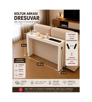 Café Royale Vintage & USB-Tech Konsol Raf - 3 USB + 4 Priz Girişli MDF Koltuk Arkası Raf Beyaz 100x85x12