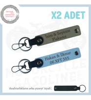 Custom Motorculara Özel Hediye, İsim Ve Plaka Yazılı x2 Anahtarlık Set, Kül Gri-Gök Mavi-Syh