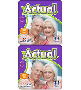 Actual Yetişkin Bezi Bel Bantlı M - Medium - Orta 60 Adet (2PK*30)