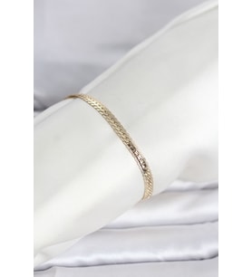 CM 14K Gold Renk Lazerli Yassı Zincir Model Kadın Bileklik 5886 - HPSBYI1671-2377