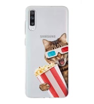 PrintiFy Samsung Galaxy A70s ile Uyumlu 1mm Slim Fit Kedi 1 050b Baskılı Şeffaf  Kılıf