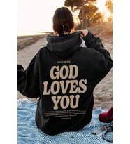 Good Loves You Baskılı Oversize Sweatshirt (Siyah)