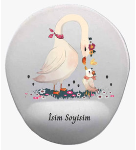 Kişiye Özel Kuğu Desenli Mouse Pad Bilek Destekli