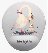 Kişiye Özel Kuğu Desenli Mouse Pad Bilek Destekli