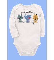 Organik Baskılı Pamuklu Unisex Bebek Body UZUNKOLE81